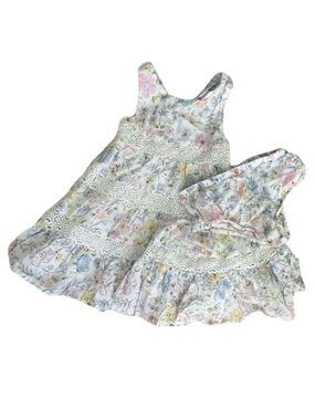 12m Floral Baby Dress and Bummies Light Summer Tiered Bloomers Cross Back Set